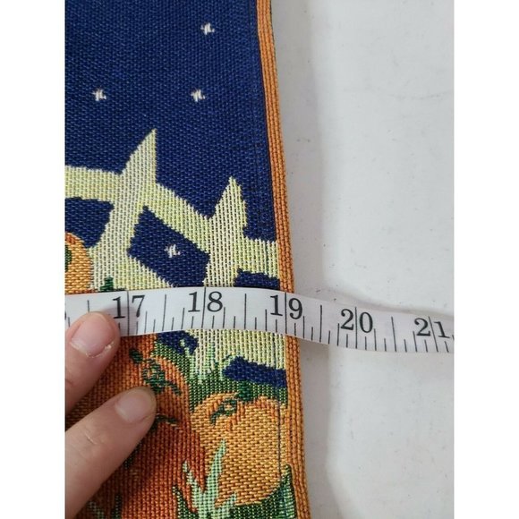 Set Of 2 Halloween Pumpkin Black Cat Pumpkin Patch Woven Cloth Placemats Vintage - Picture 6 of 7